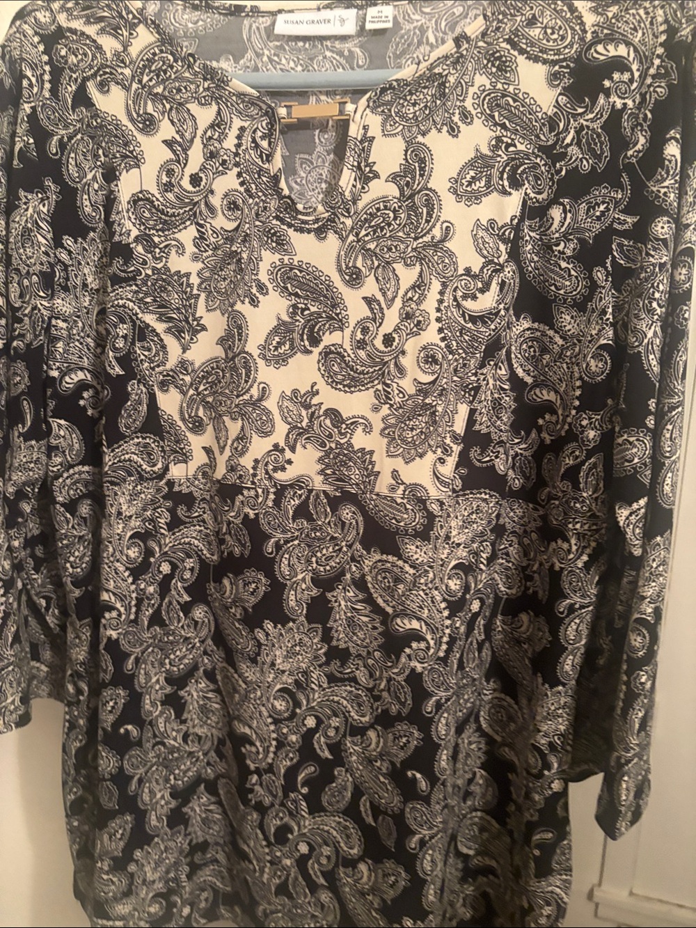 Susan Graver Black and White Paisley Tunic
